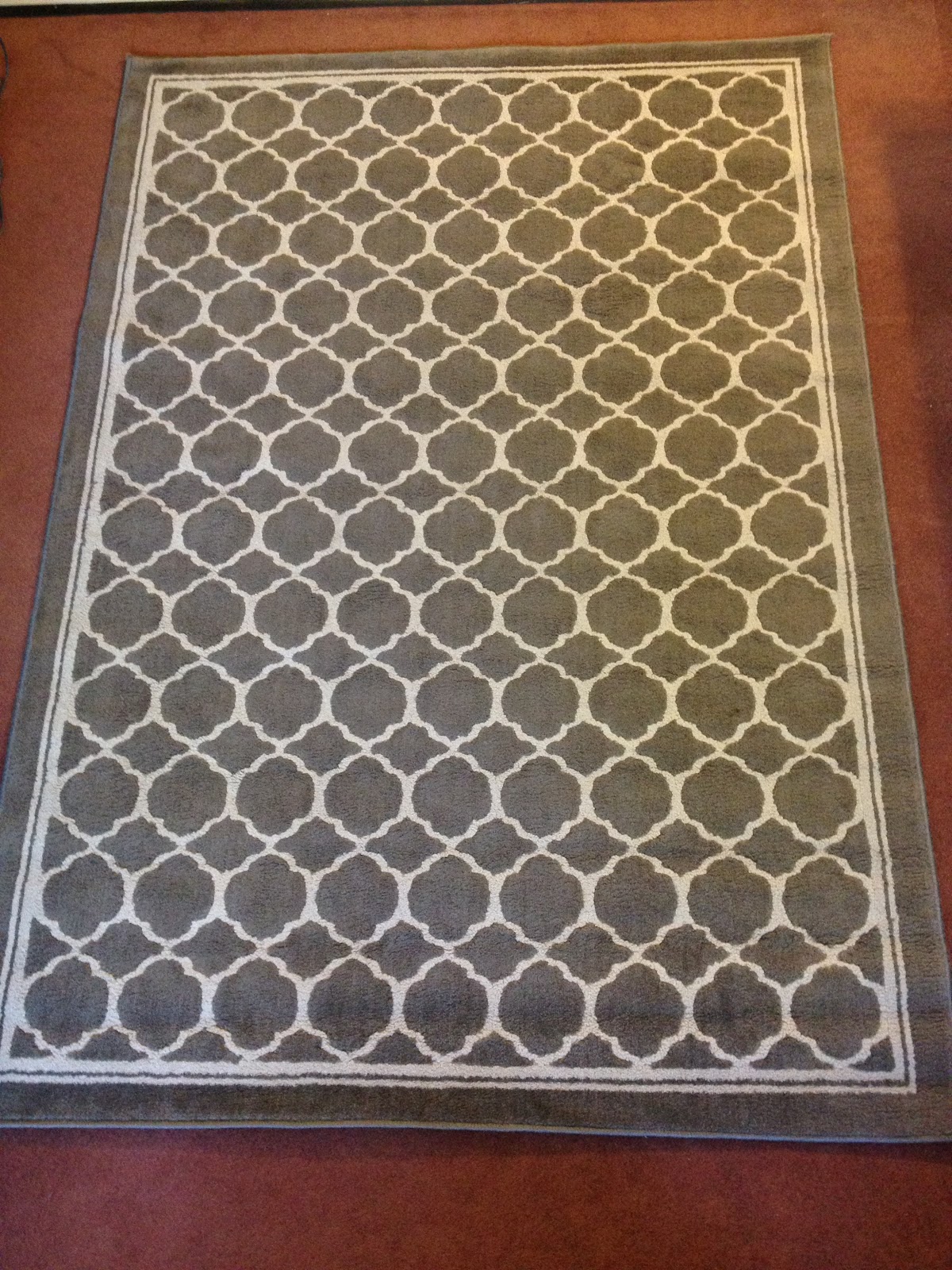 We're Moving Sale Gray & Cream Trellis Rug